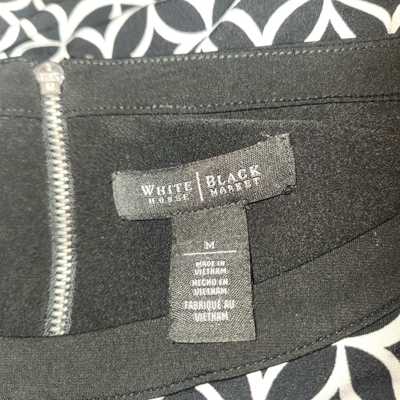 White House Black Market Black and White 3/4 Sleeve Shift Dress Medium M EUC - Picture 5 of 8